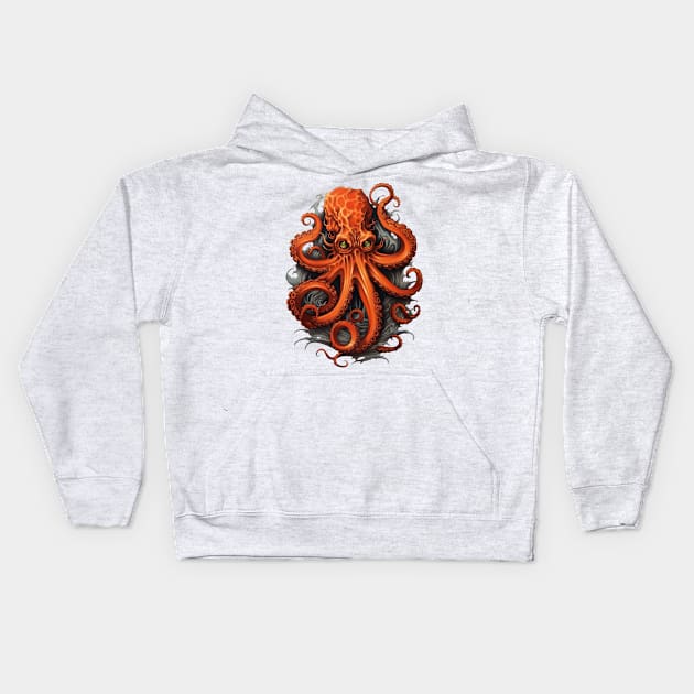 Octopus Tattoo Kids Hoodie by JunkyDotCom